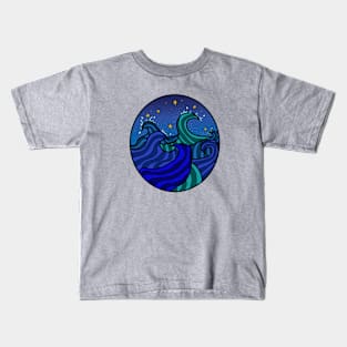 Waves In The Night Sky Kids T-Shirt